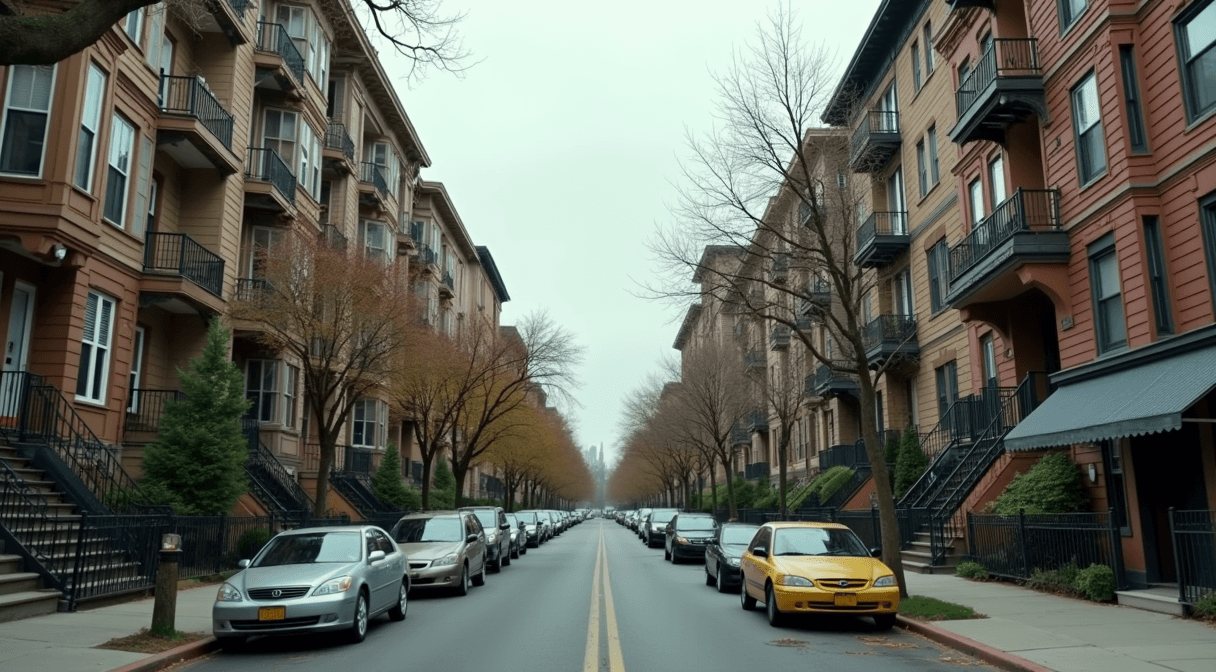 Dense apartments and older triplex homes along a Minneapolis street