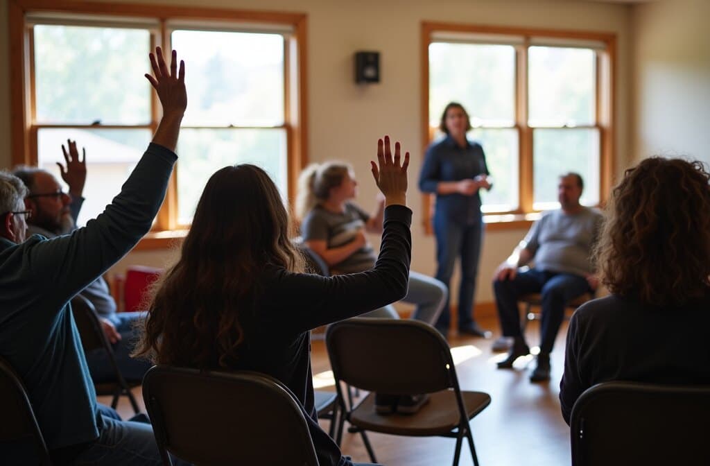 Residents at a neighborhood community meeting in the Wedge