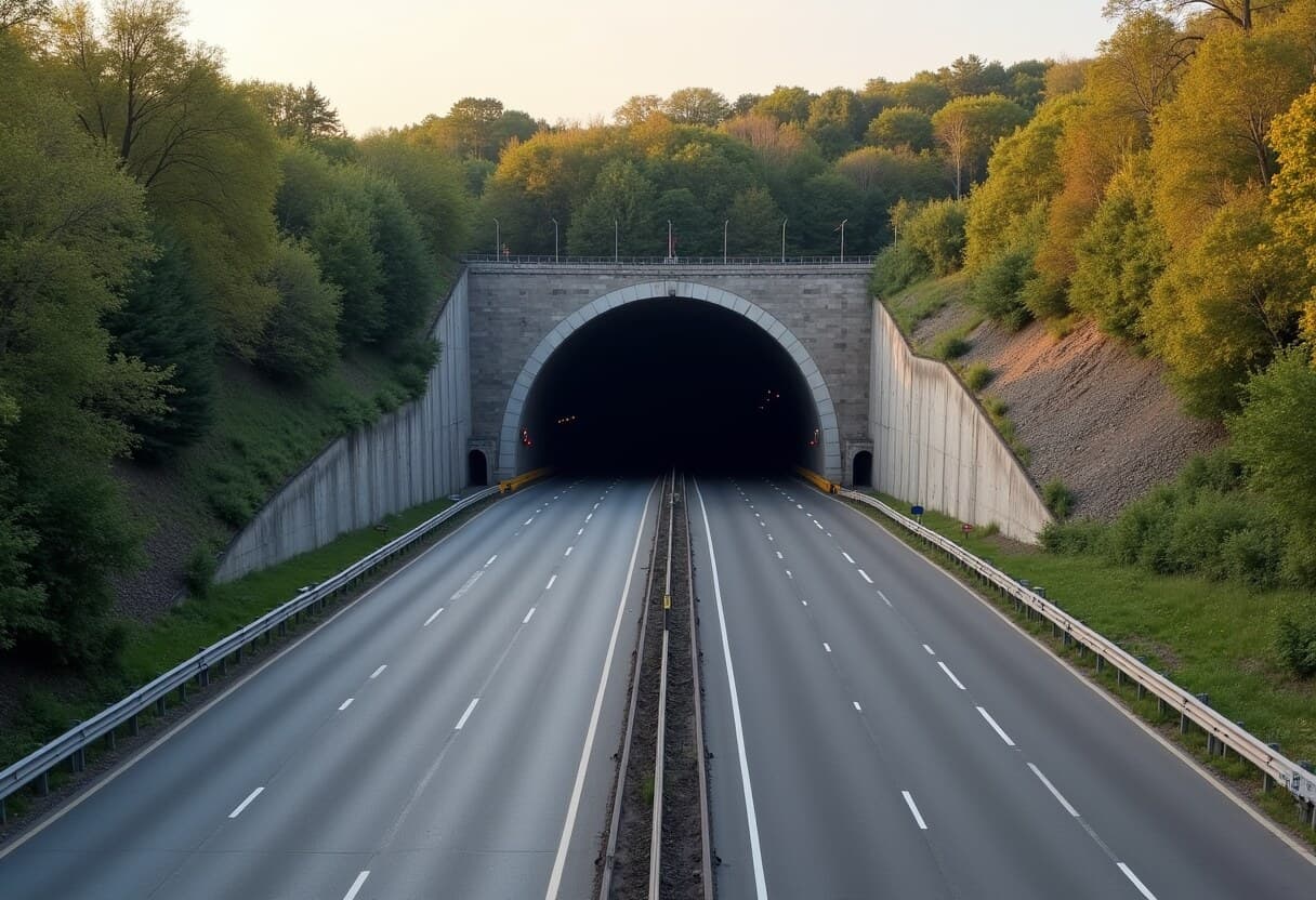 The Lowry Hill tunnel portal where Interstate 94 passes beneath the bluff in Minneapolis