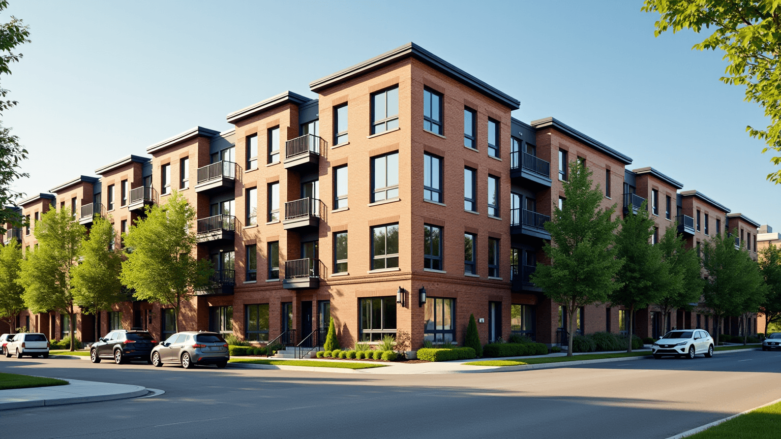 Minneapolis brick apartment building exterior (AI illustration)
