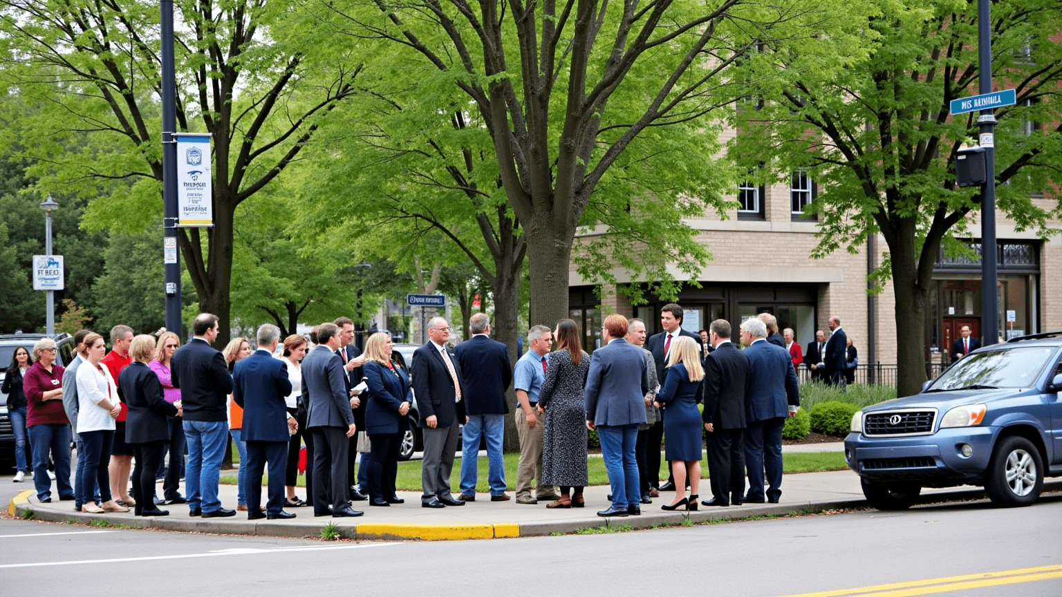 Civic street dedication gathering in Minneapolis (AI illustration)