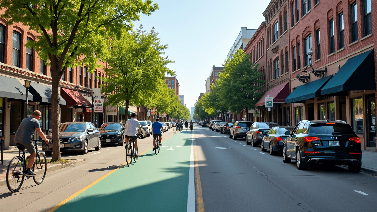 Lyndale Avenue with a protected bike lane (AI illustration)