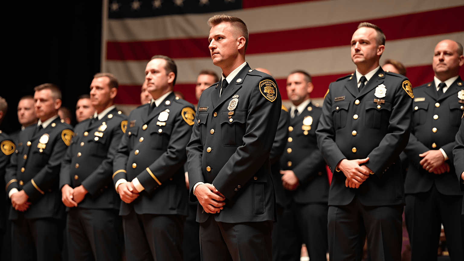Park police officers receiving honors at a ceremony (AI illustration)