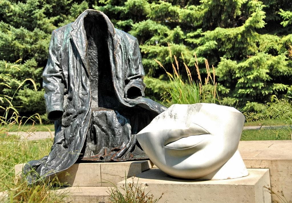 Gathering in the sculpture garden