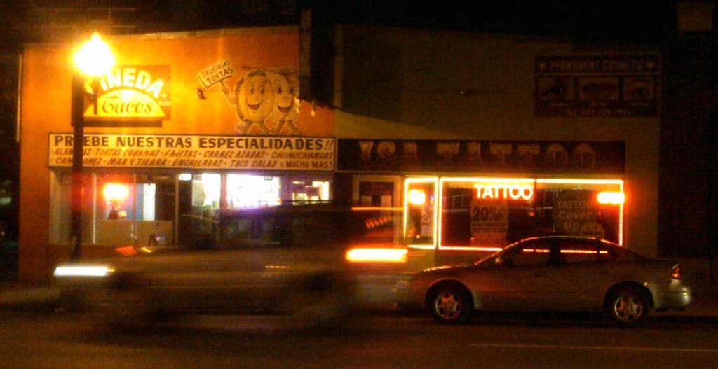 A commercial block along Lake Street in Minneapolis