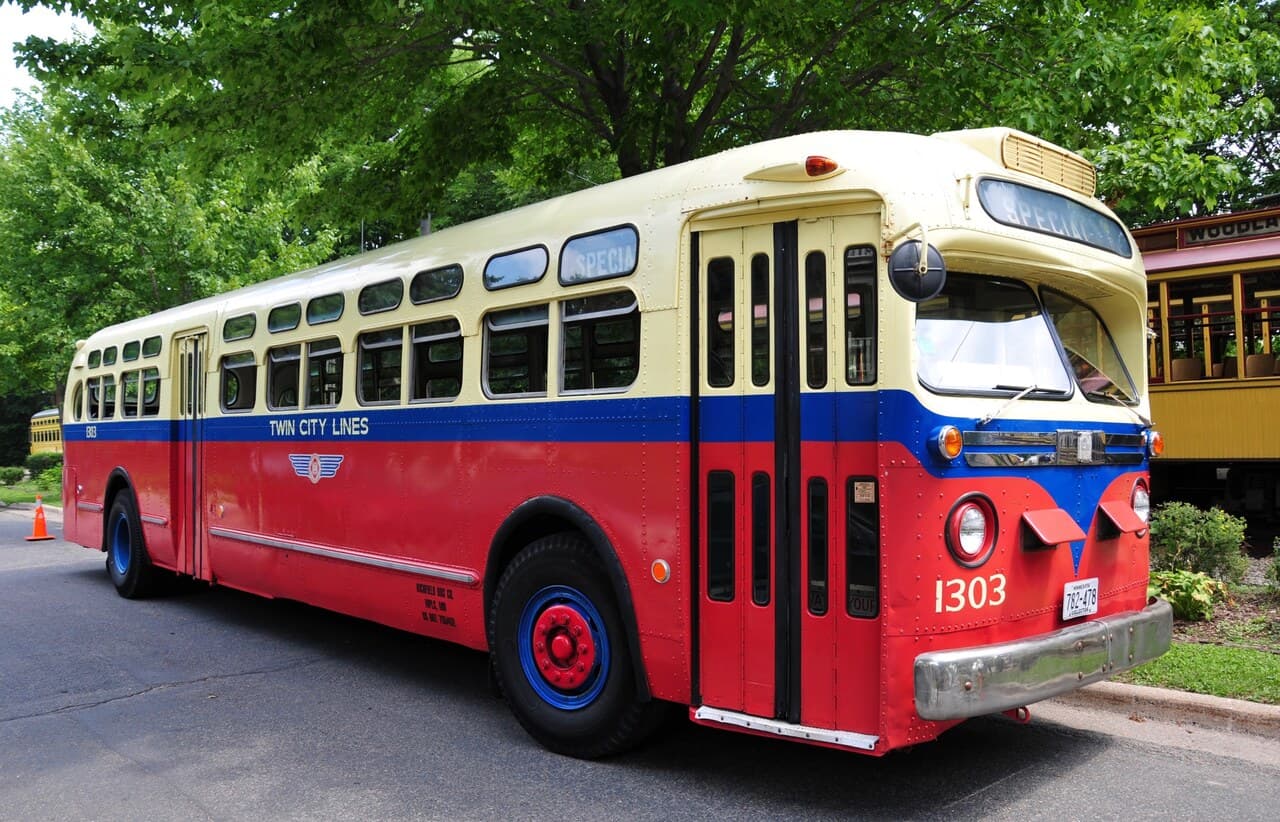 A restored Twin City Lines (Twin City Rapid Transit) bus, the system Thomas Lowry built