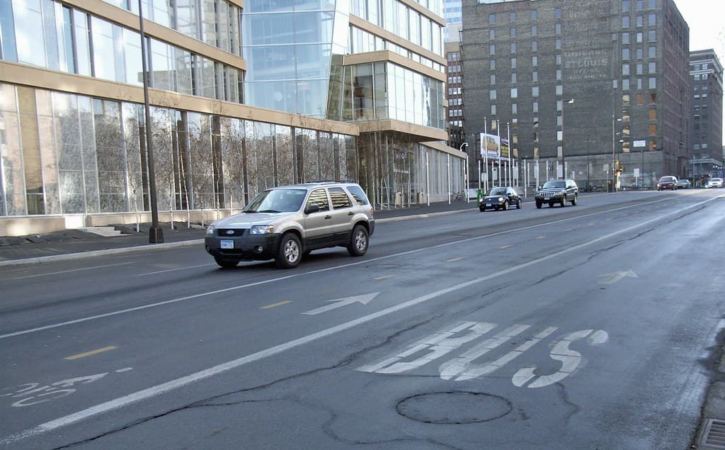 A reopened city avenue with returning traffic