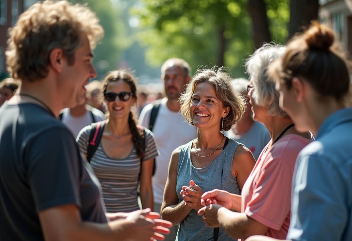 Neighbors gathered outdoors at a Wedge community event in Minneapolis